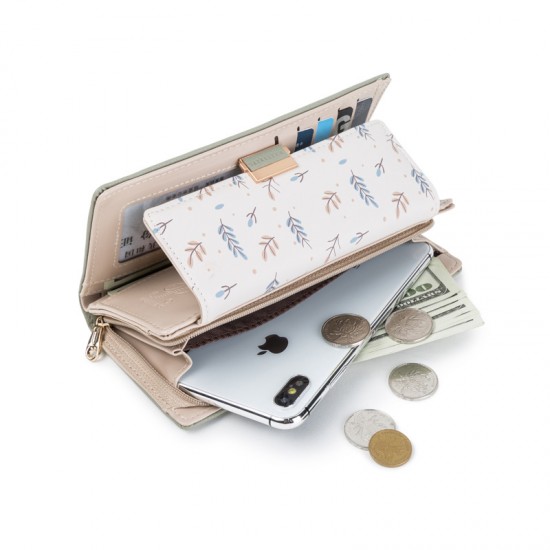 New Women's Long Wallet, Small Fresh Colorblock Floral Print, Large-Capacity Student Wallet