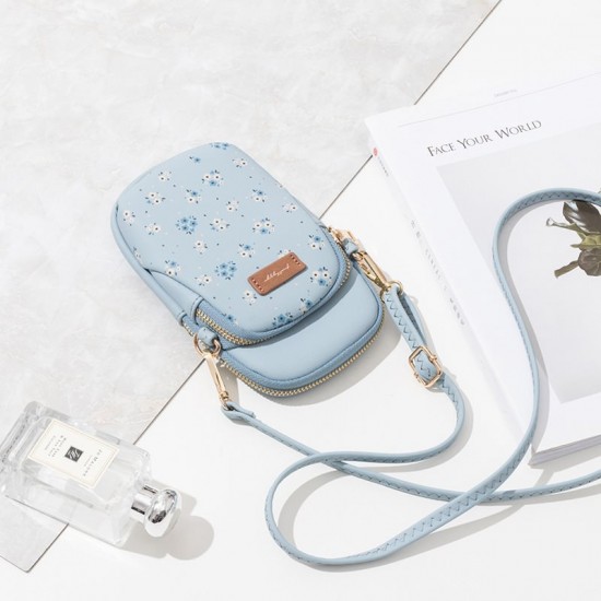 Korean fashion floral crossbody phone bag, popular student style, double zipper, crossbody small bag with large capacity Korean fashion floral crossbody phone bag, popular student style, double zipper, crossbody small bag with large capacity