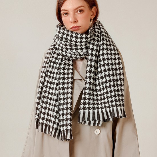 Houndstooth scarf for women, winter 2025 new plaid imitation cashmere scarf wholesale manufacturer, thickened shawl neckerchief for women Houndstooth scarf for women, winter 2025 new plaid imitation cashmere scarf wholesale manufacturer, thickened shawl neckerchief for women