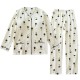 Women's padded pajamas, V-neck pure cotton double-layer gauze long sleeves, thin spring and summer loungewear two-piece set. Women's padded pajamas, V-neck pure cotton double-layer gauze long sleeves, thin spring and summer loungewear two-piece set.
