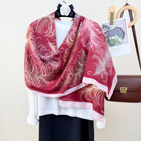 Cross-border Individually Designed Feather Print Cotton and Linen Long Scarf, Retro, Artistic, Elegant, High-value Scarf for Women Cross-border Individually Designed Feather Print Cotton and Linen Long Scarf, Retro, Artistic, Elegant, High-value Scarf for Women