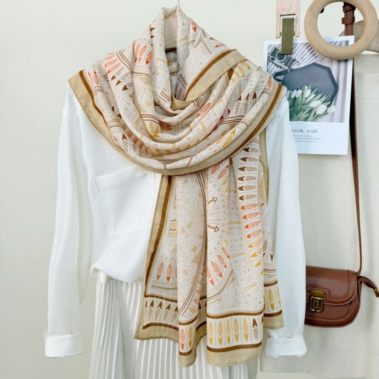 Versatile, simple and elegant, artistic geometric circle print scarf, women's casual wear Casual contrasting color travel shawls Versatile, simple and elegant, artistic geometric circle print scarf, women's casual wear Casual contrasting color travel shawls
