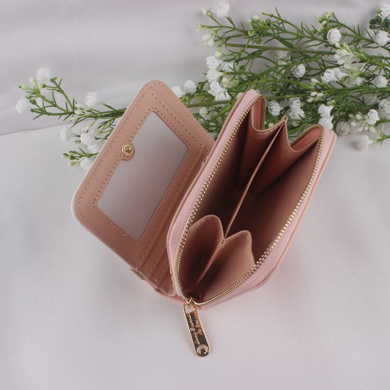 Lianbu Korean-style short women's wallet, a fresh, two-fold, zippered, solid-color PU, student wallet. Lianbu Korean-style short women's wallet, a fresh, two-fold, zippered, solid-color PU, student wallet.