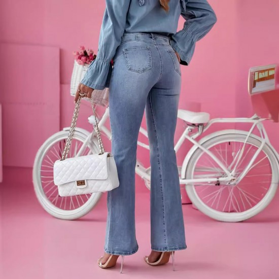 Amazon Cross-Border European and American 2024 Spring/Summer New Flared Jeans for Women: Stylish and Elegant Commuter Casual Pants Amazon Cross-Border European and American 2024 Spring/Summer New Flared Jeans for Women: Stylish and Elegant Commuter Casual Pants
