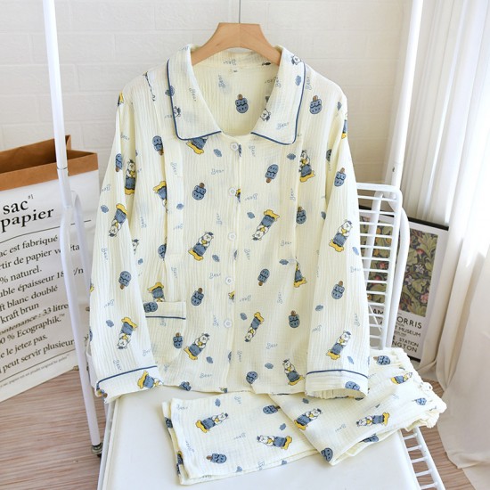 Women's padded pajamas, pure cotton gauze three-piece set, summer short-sleeved shorts and long pants, thin home clothes, soft set Women's padded pajamas, pure cotton gauze three-piece set, summer short-sleeved shorts and long pants, thin home clothes, soft set
