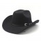 New straight-top cowboy hats for men. British-style woolen hat, flat-top, flat-brimmed black hat, European and American style