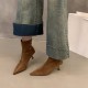 Thick-heeled square-toed brown closed-toed sandals for women, 2023 summer shallow-cut European and American slingback high-heeled sandals. Thick-heeled square-toed brown closed-toed sandals for women, 2023 summer shallow-cut European and American slingback high-heeled sandals.