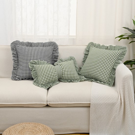 French plaid ruffled pillows, ins style, fresh modern square pillows, lumbar pillows, and sofa and bedroom backrests