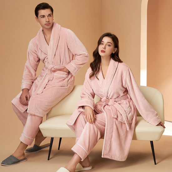 New Chinese-style gradient waffle couple's bathrobes for women. Men's soft, absorbent, breathable nightgown for spring, summer, and autumn. New Chinese-style gradient waffle couple's bathrobes for women. Men's soft, absorbent, breathable nightgown for spring, summer, and autumn.