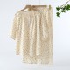 Women's pajamas, pure cotton double-layer gauze, round-neck, long-sleeved, spring and summer thin cotton floral crepe loungewear set Women's pajamas, pure cotton double-layer gauze, round-neck, long-sleeved, spring and summer thin cotton floral crepe loungewear set