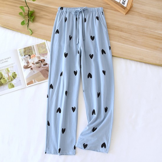 New spring and summer women's cotton pajamas, plus-size, polka-dot, soft, soft loungewear pants for spring, summer, and autumn
