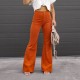 Factory Direct Cross-Border European and American 2025 Spring and Autumn Women's Solid Color Mid-Rise Slim Flared Corduroy Casual Pants Factory Direct Cross-Border European and American 2025 Spring and Autumn Women's Solid Color Mid-Rise Slim Flared Corduroy Casual Pants