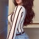 European and American women's summer tops. 2025 new, niche, striped, versatile, slim-fitting, sexy, long-sleeved T-shirt. Wholesale. European and American women's summer tops. 2025 new, niche, striped, versatile, slim-fitting, sexy, long-sleeved T-shirt. Wholesale.