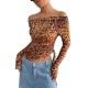 Sexy, European and American summer, long-sleeved, off-the-shoulder, cross-border women's clothing, sexy, leopard-print, one-piece top. Sexy, European and American summer, long-sleeved, off-the-shoulder, cross-border women's clothing, sexy, leopard-print, one-piece top.