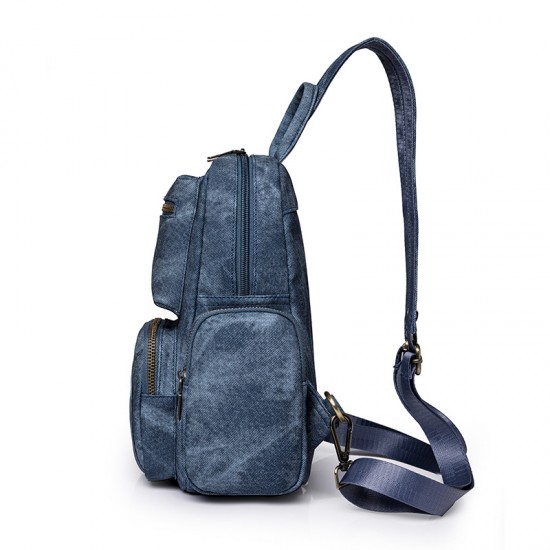 Cross-border women's bags, retro PU small backpacks, outdoor leisure travel chest bags, new dual-use women's backpacks