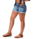 Amazon cross-border wholesale 2025 summer new American retro embroidered slim-fit raw-edge denim shorts for women Amazon cross-border wholesale 2025 summer new American retro embroidered slim-fit raw-edge denim shorts for women