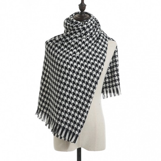 Houndstooth scarf for women, winter 2025 new plaid imitation cashmere scarf wholesale manufacturer, thickened shawl neckerchief for women Houndstooth scarf for women, winter 2025 new plaid imitation cashmere scarf wholesale manufacturer, thickened shawl neckerchief for women