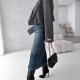 Vintage fashion Amazon cross-border high-waisted slit denim skirt, washed, slim-fitting, hip-lifting midi skirt for women Vintage fashion Amazon cross-border high-waisted slit denim skirt, washed, slim-fitting, hip-lifting midi skirt for women
