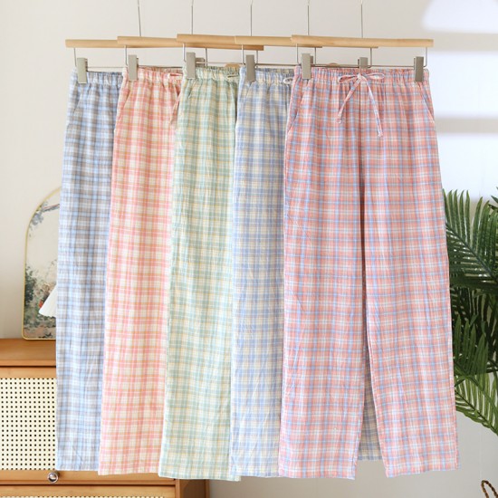 Women's padded pajamas, pure cotton double-layer gauze thin long sleeves, Japanese-style bra-free spring and summer loungewear two-piece set. Women's padded pajamas, pure cotton double-layer gauze thin long sleeves, Japanese-style bra-free spring and summer loungewear two-piece set.