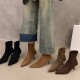 Thick-heeled square-toed brown closed-toed sandals for women, 2023 summer shallow-cut European and American slingback high-heeled sandals. Thick-heeled square-toed brown closed-toed sandals for women, 2023 summer shallow-cut European and American slingback high-heeled sandals.