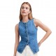 2025 summer new European and American cross-border trade sleeveless slim-fit denim vest for women, round-neck waistcoat 2025 summer new European and American cross-border trade sleeveless slim-fit denim vest for women, round-neck waistcoat