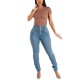 European and American cross-border stretch high-waisted button-down jeans for women, 2025 spring, slimming, hip-lifting skinny jeans European and American cross-border stretch high-waisted button-down jeans for women, 2025 spring, slimming, hip-lifting skinny jeans