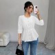 European and American mid-sleeved open shirt for women, 2025 spring and autumn new style, elegant casual round-neck drawstring waisted top European and American mid-sleeved open shirt for women, 2025 spring and autumn new style, elegant casual round-neck drawstring waisted top
