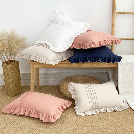 Cross-border Nordic ins rose jacquard Dutch velvet ruffled skirt pillow, American retro sofa decorative pillowcase Cross-border Nordic ins rose jacquard Dutch velvet ruffled skirt pillow, American retro sofa decorative pillowcase