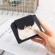 Cross-border foreign trade new short Korean-style PU leather small wallet, printed buckle foldable coin coin wallet. Zippered Student Coin and Card Holder