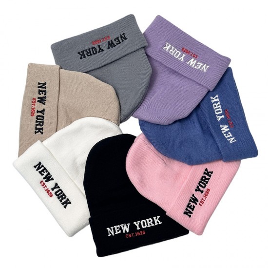 New cross-border Amazon New York letter-embroidered knitted hat, a versatile, warm beanie for men and women in autumn and winter. New cross-border Amazon New York letter-embroidered knitted hat, a versatile, warm beanie for men and women in autumn and winter.