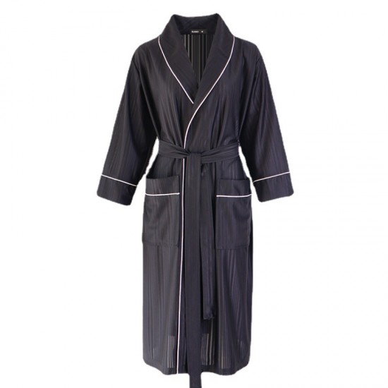 New beautiful striped nightgown for women, spring and autumn cool, thin bathrobe, luxury summer mid-length absorbent bathrobe for men New beautiful striped nightgown for women, spring and autumn cool, thin bathrobe, luxury summer mid-length absorbent bathrobe for men