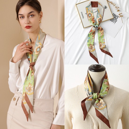 Long silk scarves for women, sweet, imitation silk print, ribbons for hairbands, elegant bags, ribbons, wholesale small silk scarves Long silk scarves for women, sweet, imitation silk print, ribbons for hairbands, elegant bags, ribbons, wholesale small silk scarves