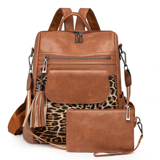 Cute new retro leopard print women's backpacks, fashionable large-capacity backpacks, wholesale Cute new retro leopard print women's backpacks, fashionable large-capacity backpacks, wholesale