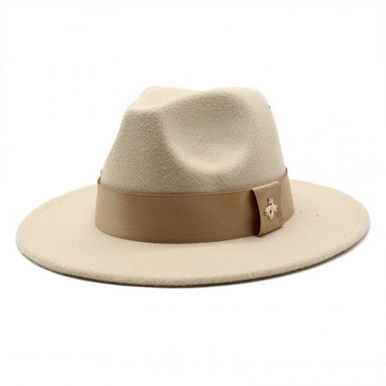 20 21 Autumn and Winter Wide-Brimmed Hats, Fashionable Wool Flat-Brimmed Men's and Women's Wool Panama Jazz Fedora 20 21 Autumn and Winter Wide-Brimmed Hats, Fashionable Wool Flat-Brimmed Men's and Women's Wool Panama Jazz Fedora