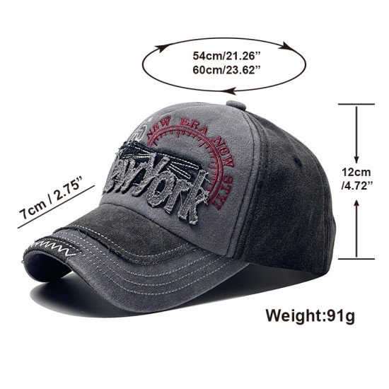Cross-border distressed washed baseball cap with new lettering. York Retro Denim Patchwork Baseball Cap, Outdoor Sun Visor