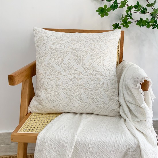 Cross-border Nordic INDS Dutch velvet printed pillow covers with vintage ruffled hem for living room sofa decorations.