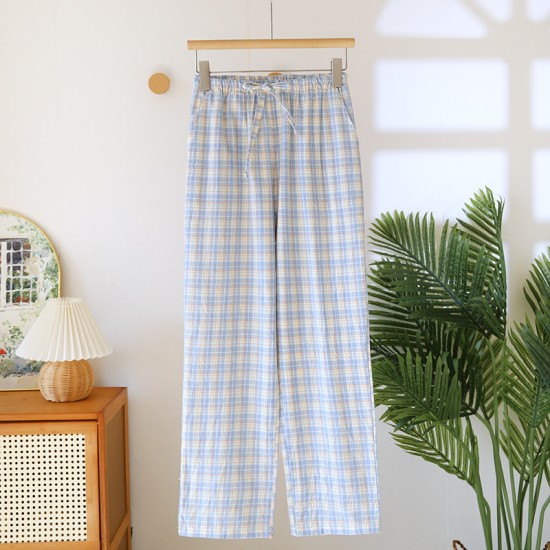 Women's padded pajamas, pure cotton double-layer gauze thin long sleeves, Japanese-style bra-free spring and summer loungewear two-piece set. Women's padded pajamas, pure cotton double-layer gauze thin long sleeves, Japanese-style bra-free spring and summer loungewear two-piece set.