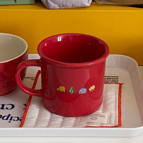 Mangmang's homemade spring cartoon outing puppy mug, ceramic water cup, cute green coffee cup gift with a swoosh. Mangmang's homemade spring cartoon outing puppy mug, ceramic water cup, cute green coffee cup gift with a swoosh.