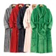 Contrast color flannel couple's robes for women, thickened and long warm coral fleece bathrobes for winter, men's plus-size morning robes.