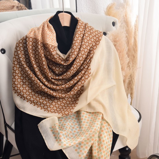 Korean niche imitation cotton and linen silk scarves, fashionable, creative, outerwear, color-blocked scarves, high-end, elegant floral shawls Korean niche imitation cotton and linen silk scarves, fashionable, creative, outerwear, color-blocked scarves, high-end, elegant floral shawls