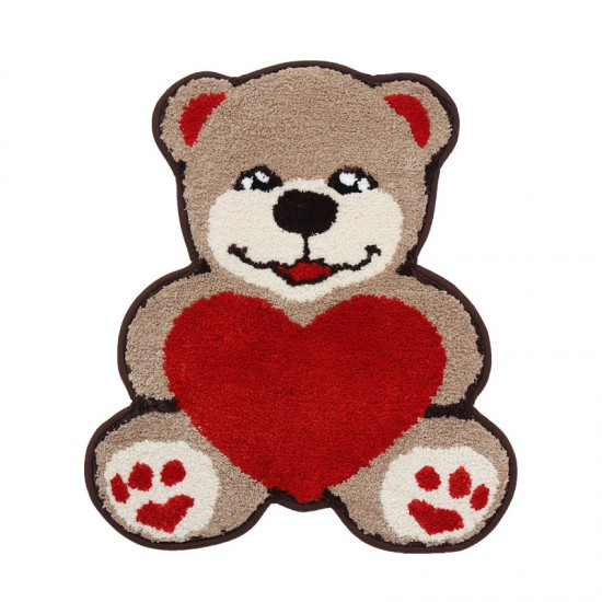 Cute heart bear bedroom bedside rug, shaped children's room mat, children's reading area mat, bedroom bedside rug. Cute heart bear bedroom bedside rug, shaped children's room mat, children's reading area mat, bedroom bedside rug.