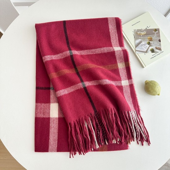 Autumn and winter double-sided colorblock plaid tassel scarves, simple and versatile, warm, men and women couples scarves, birthday gifts.