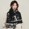 Autumn and winter new floral print imitation cashmere scarves for women, Japanese and Korean-style, artistic and fresh, thickened and warm shawls for students commuting.