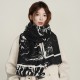 Autumn and winter new floral print imitation cashmere scarves for women, Japanese and Korean-style, artistic and fresh, thickened and warm shawls for students commuting.