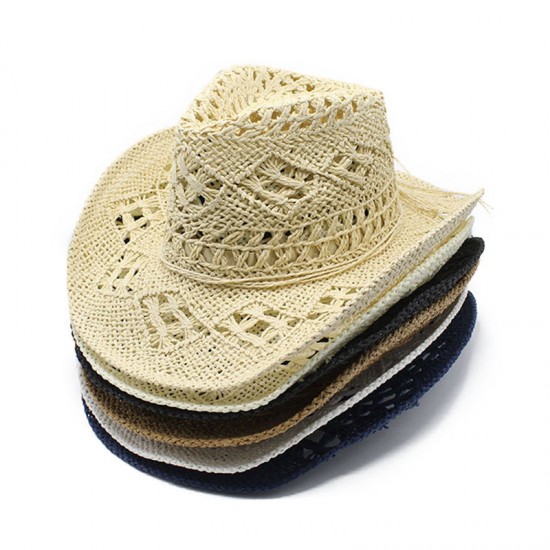 Malanhua hand-woven hollow cowboy straw hat, summer sun protection hat for men and women, Western cowboy straw hat Malanhua hand-woven hollow cowboy straw hat, summer sun protection hat for men and women, Western cowboy straw hat