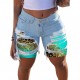 2025 spring and summer new European and American cross-border patchwork denim shorts for women, stylish streetwear ripped straight-leg mid-length pants in stock 2025 spring and summer new European and American cross-border patchwork denim shorts for women, stylish streetwear ripped straight-leg mid-length pants in stock