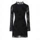 Sexy Summer and Autumn Mesh Dress for Women: European and American Style V-Neck, High-End Slim Fit Lace Long Sleeve Miniskirt Sexy Summer and Autumn Mesh Dress for Women: European and American Style V-Neck, High-End Slim Fit Lace Long Sleeve Miniskirt