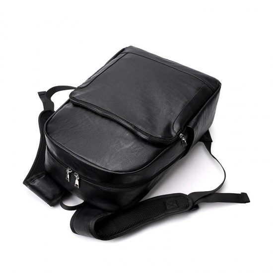 New cross-border men's PU leather backpack, simple and lightweight business travel bag, business casual, large capacity laptop bag New cross-border men's PU leather backpack, simple and lightweight business travel bag, business casual, large capacity laptop bag