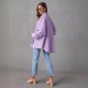 Cross-border foreign trade casual long-sleeved denim jacket, 2025 autumn new washed solid color midi jacket