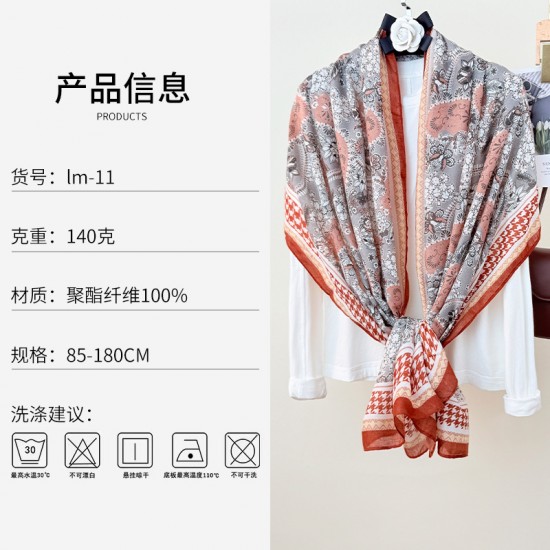 Korean Cross-border Retro Niche Daily Outerwear Long Scarf, Women's Atmospheric Floral Print Elegant Cotton and Linen Scarf Korean Cross-border Retro Niche Daily Outerwear Long Scarf, Women's Atmospheric Floral Print Elegant Cotton and Linen Scarf